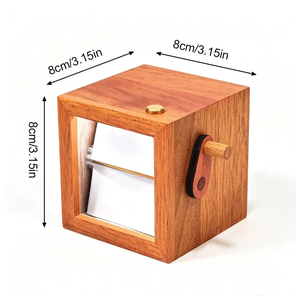 Flipzy™, caja de fotos giratoria de madera con manivela