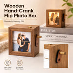 Flipzy™, caja de fotos giratoria de madera con manivela